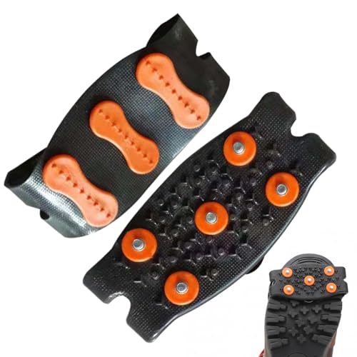 Qkbuza Crampones para Hielo | Par De Crampones Antideslizantes con Correas Ajustables | Pinchos para Nieve Y Hielo,para Hombre Mujer Y Niño para Senderismo Invernal Escalada Correr Y Caminar