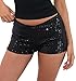 Seyumixi Womens Sequin Micro Shorts Low Waist Glitter Sparkly Y2k Mini Shorts Sexy Rave Bottoms Hot Pants Club Party(Bodycon Black,S)