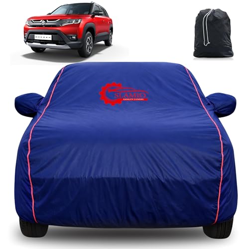 Image of 100% Waterproof Car Cover for Maruti Suzuki Brezza Facelift | All-Weather, Dustproof & UV Protection | Heavy-Duty 3-Layer Fabric | Custom Fit with Mirror & Antenna Pocket | Navy Blue