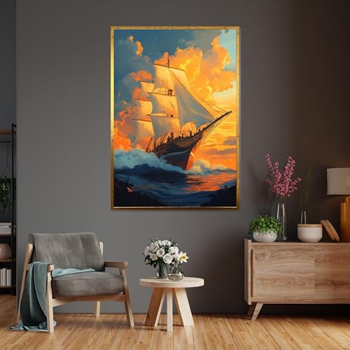 Tableau sur toile bateaux abstraits affiche déco murale nautique