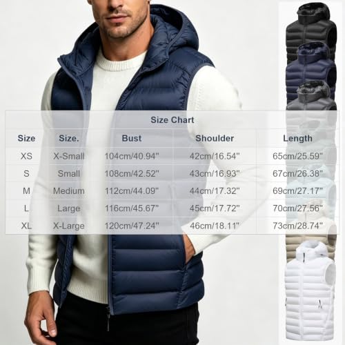 TERGHTP Men's Puffer Vest Hooded Insulated Zipper Winter Sleeveless Jacket - image 4