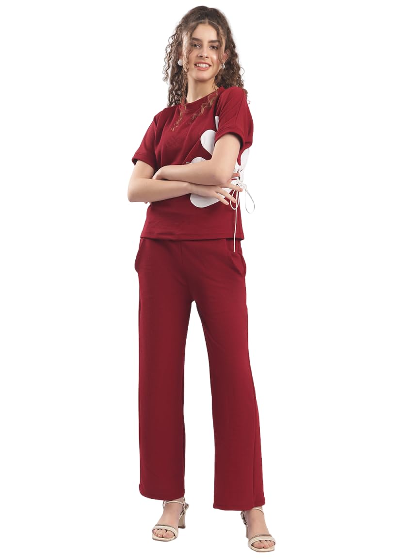neudis Women’s Co-Ord Set | Solid Top & Trouser Set with Contrast Applique-picture-11
