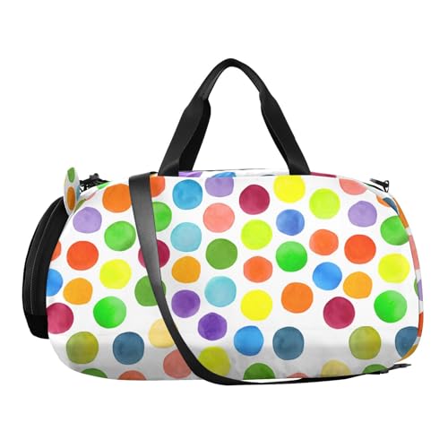 Colorful Dots Kids Travel Duffel Bag for Boys Girls Overnight Weekend Tote Bag with Shoes Compartment for Trip Beach Gym2