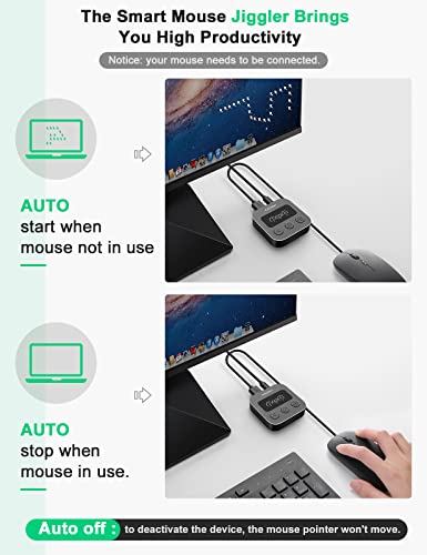 Vaydeer Smart Mouse Jiggler, X3 Plus Undetectable Mouse Mover by IT, Auto Running When AFK, Auto Stop When Mouse in use, Plug and Play with LED Display, 3 Tracks, Undetectable Mouse Shaker Wiggler - Thumbnail 2
