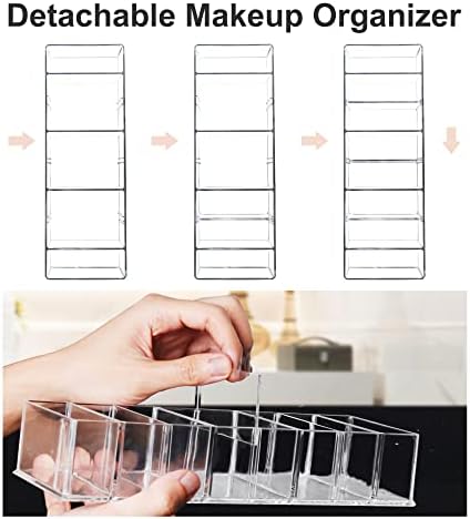 Seitop Detachable Makeup Organiser, 8 Compartments Clear Acrylic Cosmetic Storage Organizer Jewellery Display Boxes Drawer Organizers Case for Dresser Vanity Bathroom Kitchen
