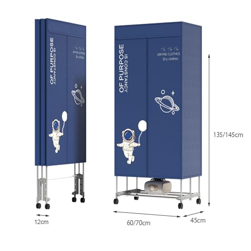 JSLJJBD Heated Clothes Airer, Air Dryers Clothes Indoor,60° Circulating Hot Air, Foldable Storage That Takes Up No Space, Large Capacity Silent Dryer Lightblue60*45 * 135cm - Image 7