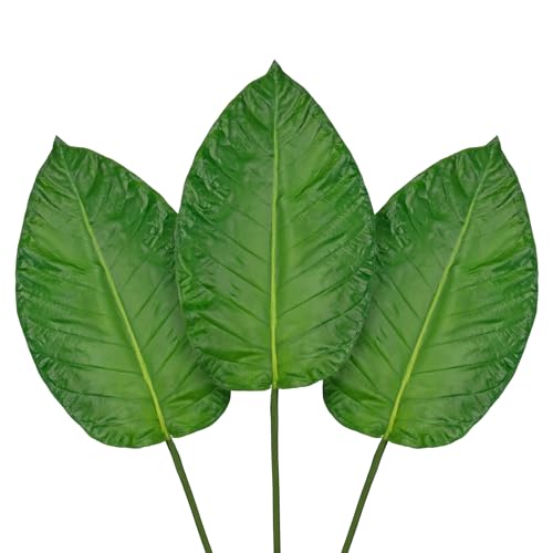 Arborus Lot de 3 Feuilles Artificielles avec Tige, 82 cm, Oiseau de Paradis, Branches Décoratives Vertes pour Vase, Table, Étagère