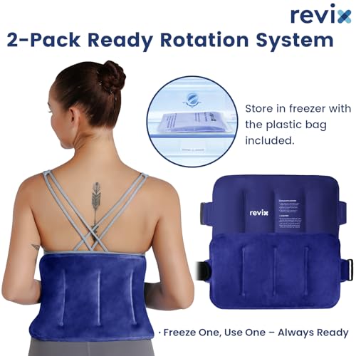 Image of REVIX Ice Pack for Injuries Reusable Gel for Lower Back & Shoulder, Navy