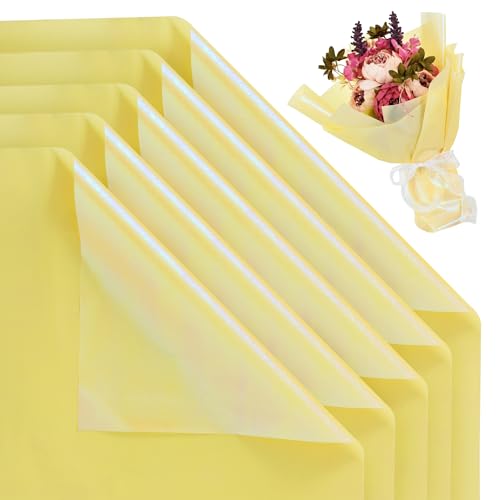 Papier cadeau floral jaune imperméable pour éviter les fuites de bouquet de fleurs