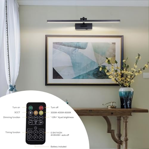 BRIVOLART Battery Operated Picture Light with Remote,Wireless Dimmable Art Lights for Paintings Rechargeable Gallery Light Artwork Lighting for Canvas, Portrait (Black,23.6 Inch) by BRIVOLART - Used condition - Image 7