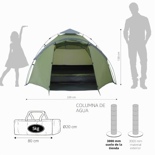 Miniatura 2 de Where Tomorrow Pop Up Tienda Inflable Tienda Familiar De 3 A 4 Personas 210 X 210 X 120 Cm Impermeable Y Resistente Al Viento Camping, Festival, Viajes, Playa Ultraligera Y Resistente