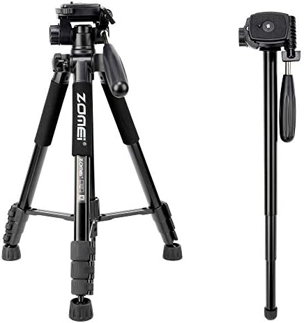ZOMEi Travel Tripod 2-in-1 Aluminum Alloy Camera Tripod Portable Monopod for DSLR Canon Nikon Sony SLR, Phone Video and DV Video Camcorder