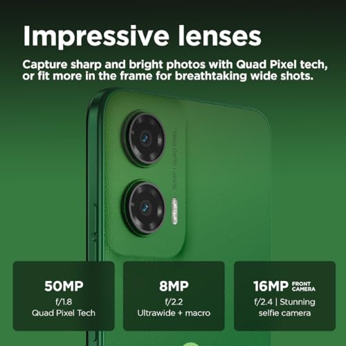 موتورولا هاتف ذكي موتو g35 5G بذاكرة RAM 8GB و256GB UFS 2.2 اندرويد 14 بشاشة LCD، لون اخضر (يتضمن شاحن وغطاء) كفالة لمدة عامين