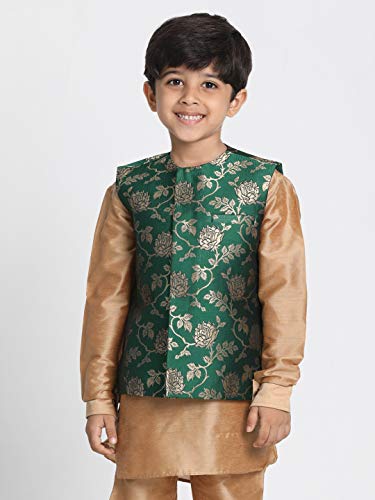 Image of JBN Creation Black Cotton Silk Blend Boys Nehru Modi Jacket