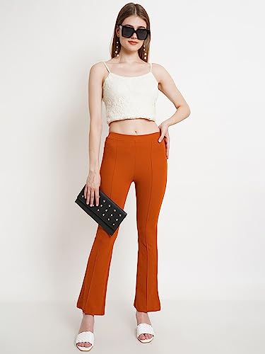 Image of POPWINGS Casual Solid Regular Fit Solid Trouser for Women || Pull On Trouser for Women || Semi-Formal Work Women Trouser for Summer || Stylish Western Trouser
