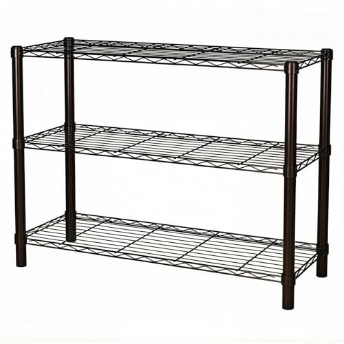 Standing Shelving Units, 36" W x 14" D x 32" H Metal Storage Shelves, Adjustable Carbon Steel Wire Shelving Rack Display Shelf for Garage Bathroom Kitchen Home Office (3-Tiers, Black)