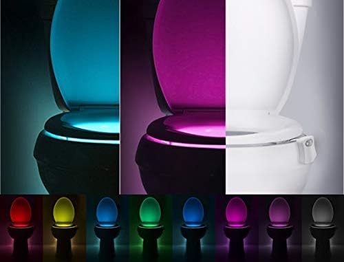 Zsirue Motion Sensor Toilet Night Light Home Toilet Light Bathroom Body Motion Sensor Toilet Bowl Seat Light Lamp 8-Color Changes Internal Memory Light Detection (1 Pack)