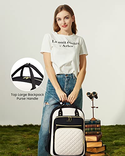 Image of LOVEVOOK Laptop Backpack, Unisex, D-black-beige, 19 x 13.3 x 7.9 in, 1.9 lbs, 30L capacity, 18 pockets, ergonomic shoulder straps, thick EVA foam laptop protection