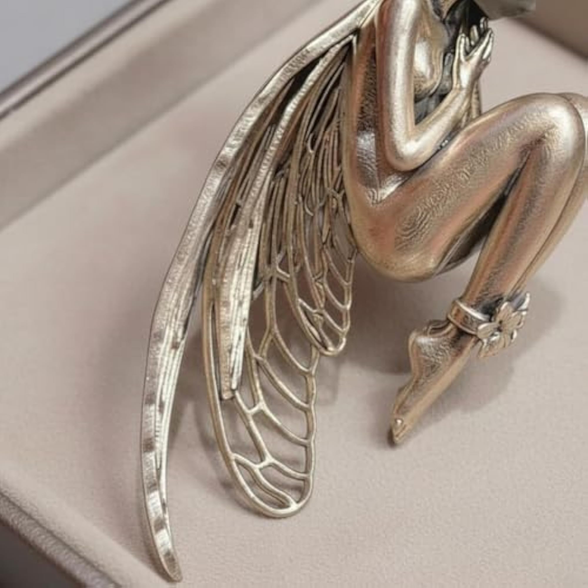 Delicate Filigree Wings Silent Angel Charm Pendant