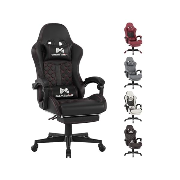 Gaming Chair, Computer Office Chair with Footrest, 155° Reclining Chair, Ergonomic High Back Computer Chair with Headrest and Lumbar Support for Adults and Kids (Black)