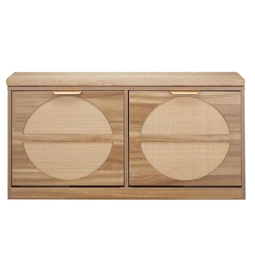VEVOR Entryway Shoe Storage Bench 38.9" Wide 2-Tier Shoe Bench Rattan by VEVOR - Used condition - Image 3