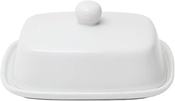 Butter Dishwith Lid for Countertop, Ceramics Butter Keeper Holder With Airtight Cover,Butter Container for Counter or Fridge, White Butter Holder