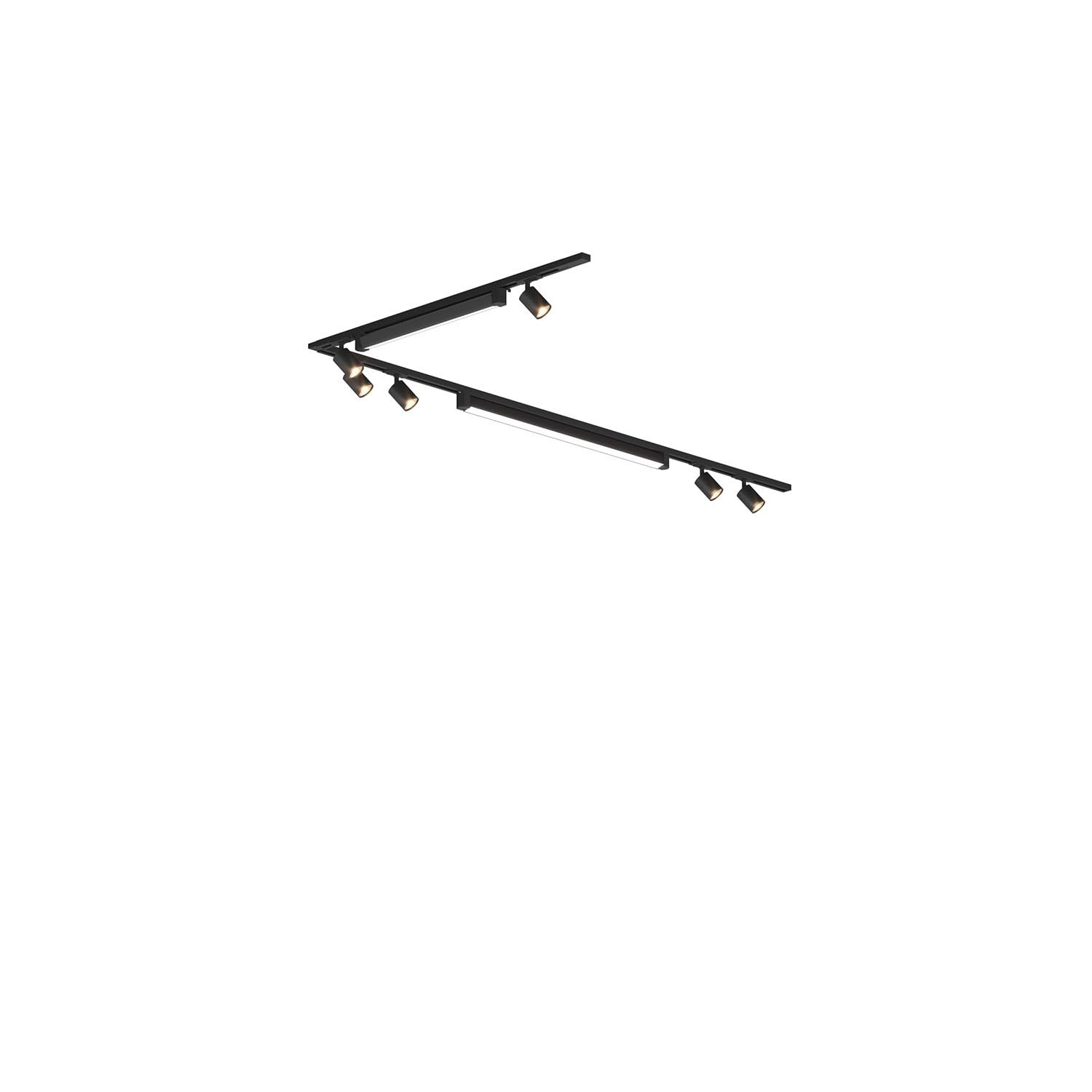 Kit Binario Moderno Mix Metallo Nero 8 Luci Led-Gu10 68W Calda