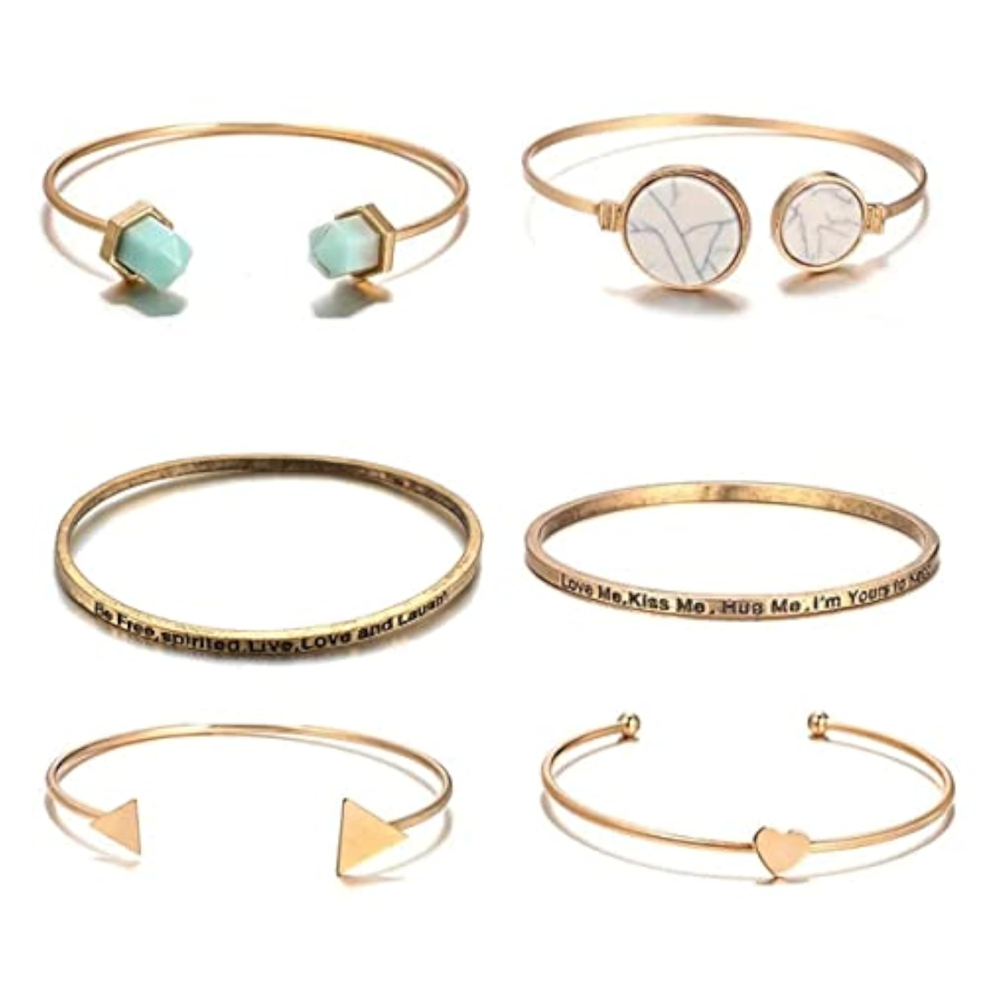 Set of 6 Contemporary Bracelets with Quotes