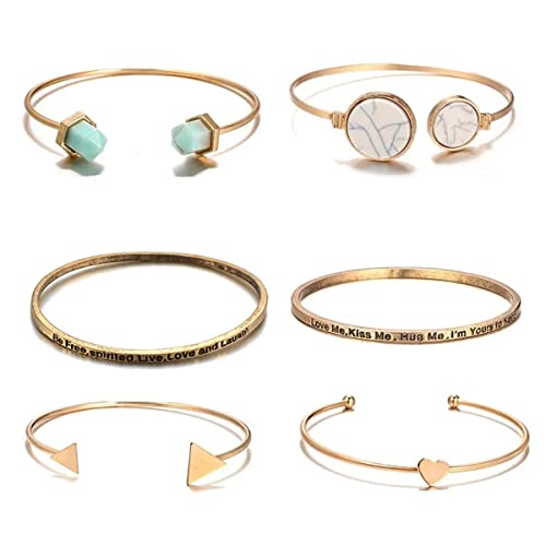 Set of 6 Contemporary Bracelets with Quotes
