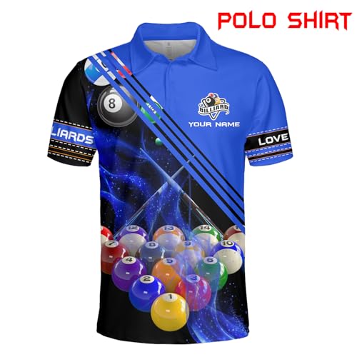 SHAANT Personalized Billard Shirts for Men, 3D Pool Polo Shirt for Team, Custom Name Jersey for Players3