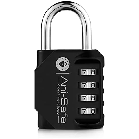 (2 Pack) 2PC ANI-Safe 4 Digit Combination Black Padlock for Locker, gate, shed, Garage, Luggage, Suit case, Gym, Tool Box, DIY Premium Extra Strength 2 x Cover