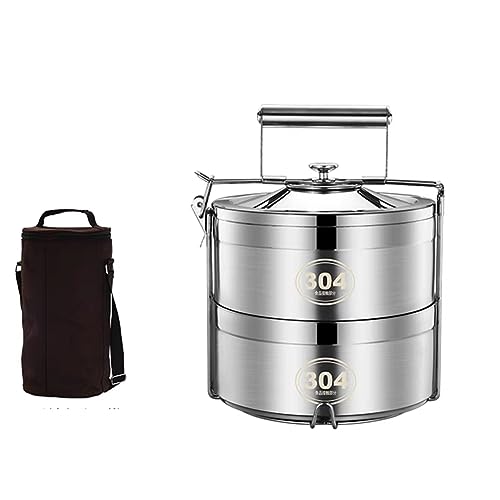 Contenitore termico per il pranzo in acciaio inox, con grande capacità e 2 piani, perfetto per la consegna e la separazione dei pasti, include borsa isolante