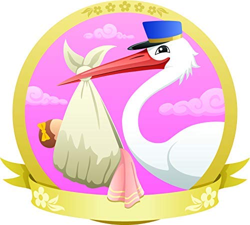 Simple Gender Reveal Stork Gold Frame Cartoon Icon Round Metal 0.75" Lapel Pin Hat Shirt Pin Tie Tack Pinback2