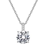 DIAMONLITE 2 Ct Cubic Zirconia Pendant Necklace for Women, 8mm D Color VVS Clarity Round Brilliant C