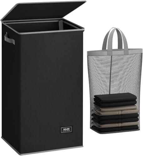 SOLEDI Laundry Hamper Black with...