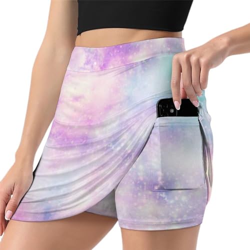 Jupe de tennis femme Nébuleuse avec short intégré et poche jupe-short de course sport