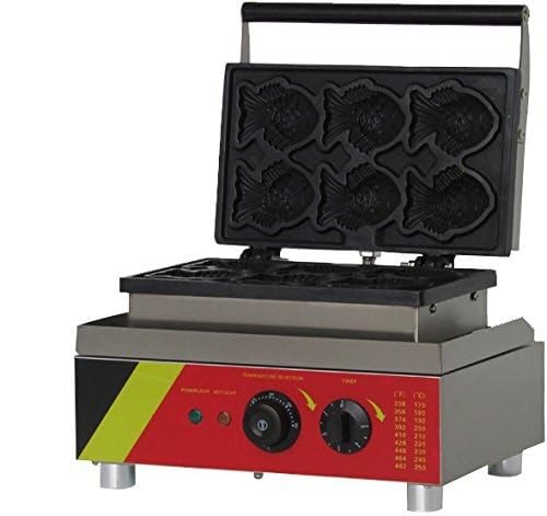 Image of LPLYAA Commercial Use Nonstick Electric 6-Hole Fish Waffle Baker