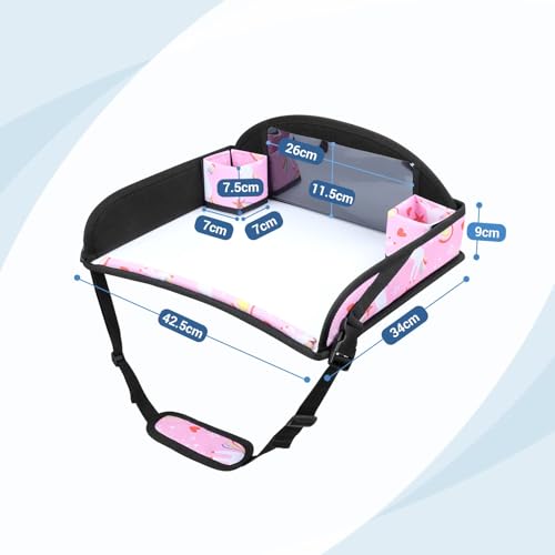 INFANZIA Reisetisch Kindersitz für Kinder - Knietablett, Snack Tablett, Kindersitz Rücksitz für Auto Flugzeug Zug Reisen - Unterstützung, Faltbarer Organizer (Schwarz)
