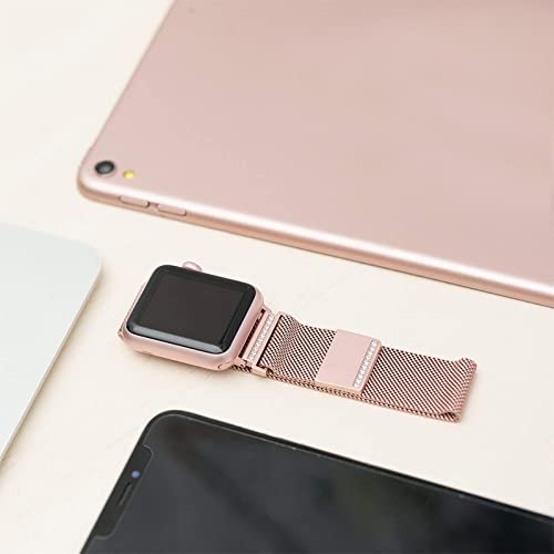 Magnetic Metal Band Compatible With Apple Watch Bands 38/40/41/42/44/45Mm,Stainless Steel Men Women Diamond Charms Closure Mesh Milanese Loop Strap Compatible For Iwatch Series Se/7/6/5/4/3/2/1 #TOP3