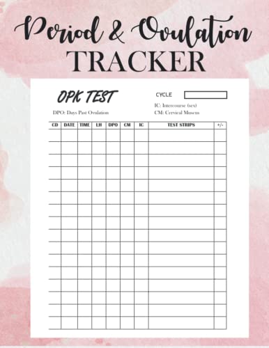 Period And Ovulation Tracker: Menstrual Cycle Tracking journal For TTC , Pregnancy Test Strips Diary Planner