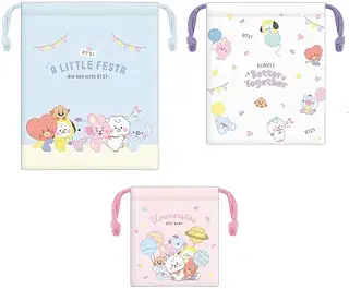 BT21[巾着袋]きんちゃくポーチ 3点セット/LITTLE FESTA LINE FRIENDS
