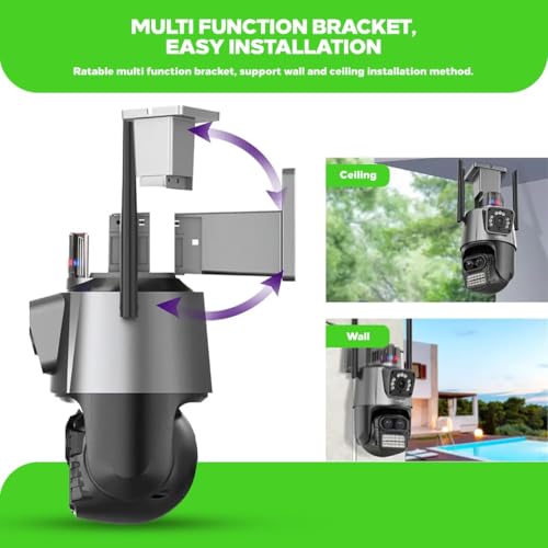 Image of Active Pixel 4mp+4mp 8X Zoom PTZ WiFi Wireless Outdoor Dual Lens CCTV Camera,Wireless Security 360,Dark Vision, Supports Upto 128 GB Micro Sd Card,Motion Detection,Siren Alarm,Alexa - A2