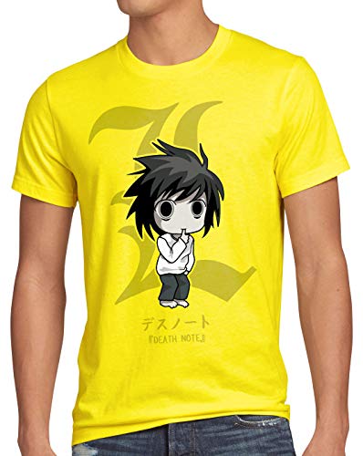 style3 L Note Death Herren T-Shirt Notizbuch Anime Manga Yagami Größe:M Farbe:Gelb