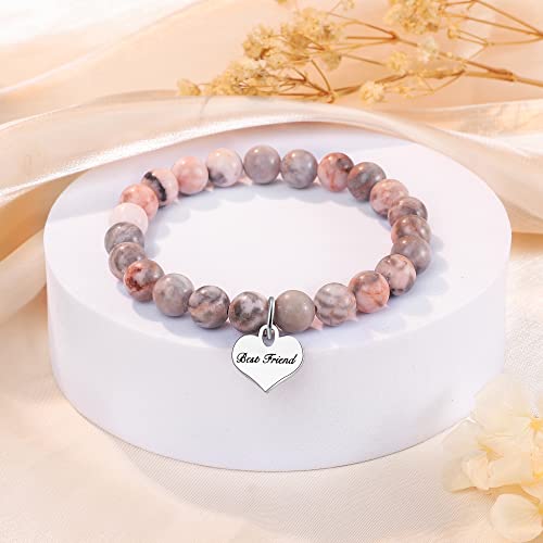 Mftrading Bracelet Gift For Best Friends Inspiration Jewelry Birthday Graduation Gifts Nature Stone Beaded Bracelet With Heart Charm #TOP4
