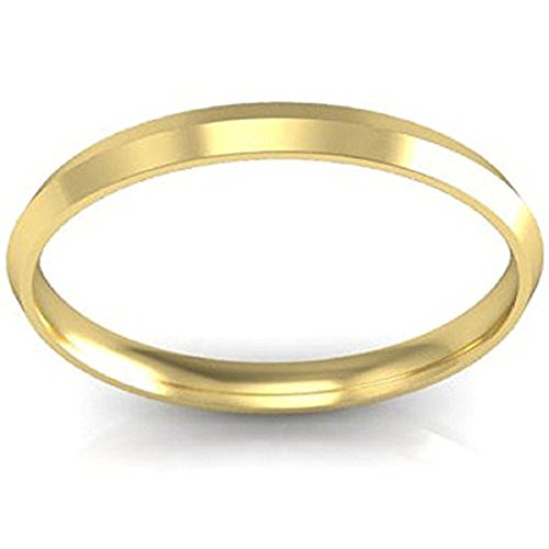 14K Yellow Gold .925 Sterling Silver 2mm Simple Comfort Fit Knife-Edge Wedding Band Ring (8)
