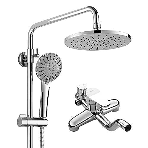 Sywlwxkq Thermostatische Brausebatterie 40°C Brausethermostat 3-Funktions-Handbrause Quadratische Brausebatterie Duschsystem Weiß (Farbe : Weiß)