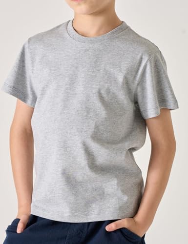 Image of LAPASA Boys & Girls Cotton T-Shirts 4 Pack Tagless Tees for 3T-13Y Kids K01 | Ribbed Crewneck Short Sleeve Undershirts for Toddlers and Teens. Soft, Breathable, Ideal for School /Daily Wear /Sport