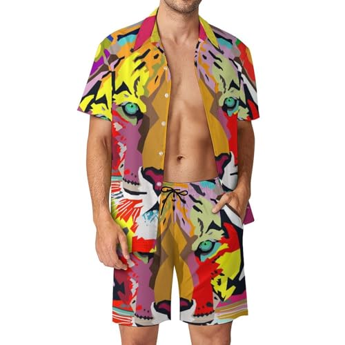 Chemise hawaïenne hommes ensemble short et pantalon de plage vêtement été 2 pièces S