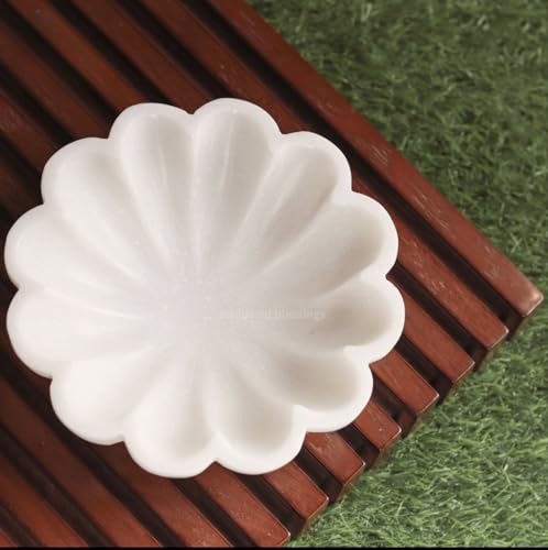 HandCrafted Marble Large Decorative White Bowl | Home Decor Ruffl...