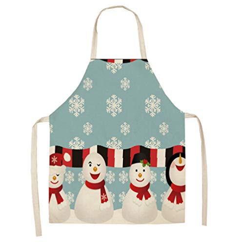 Dusenly Delantal de cocina de Papá Noel con muñeco de nieve y alce para Navidad, fiesta, chef de cocina, restaurante, horneado, barbacoa.